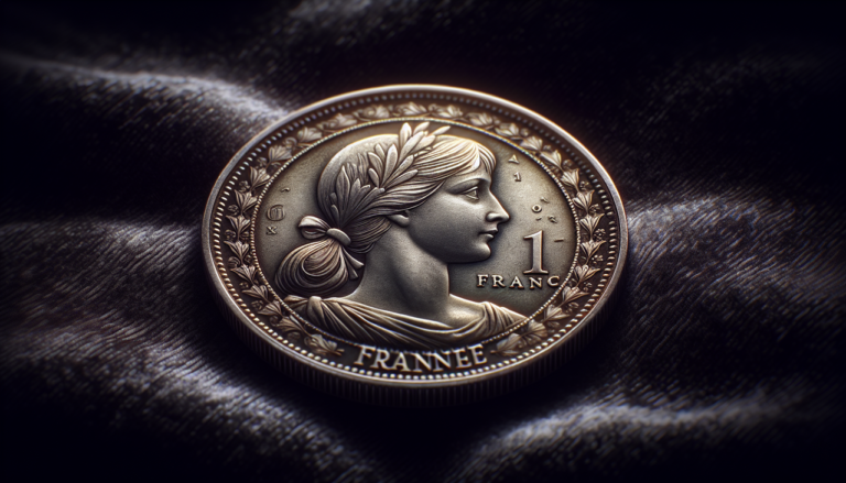 Monnaie en franc français du 20ème siècle : La Semeuse, 1 Franc, aspect métallique brillant.