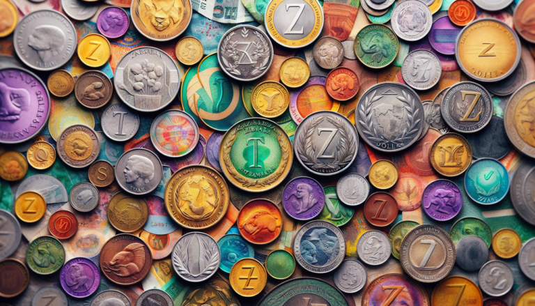Monnaie en Z de divers pays dans une composition circulaire élégante.