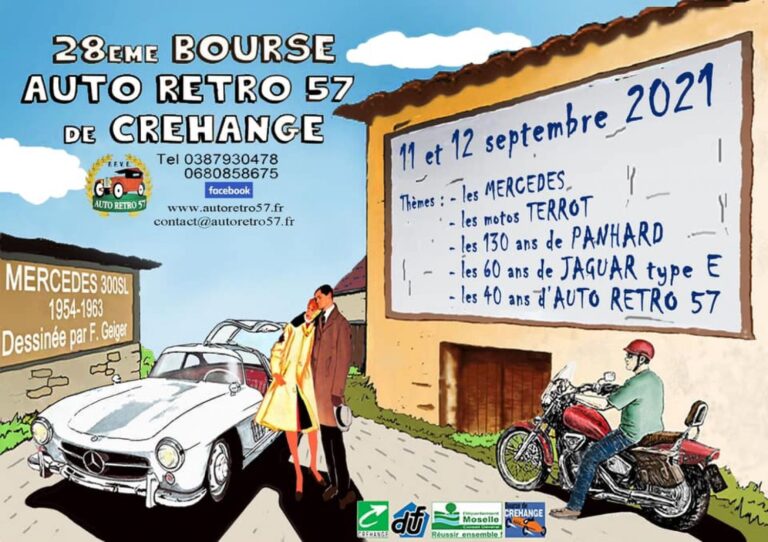 Voitures et motos anciennes exposées lors d'une bourse auto-moto à Créhange ce week-end