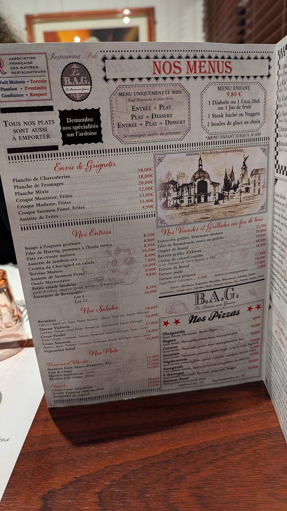 Menu de la Bourse aux Grains Soissons