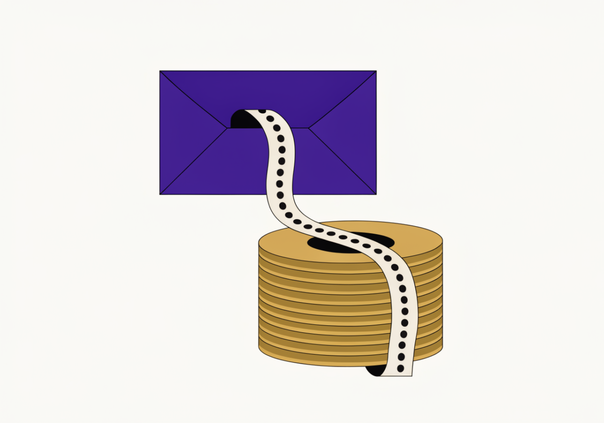 L’enveloppe de paie et la bande qui devient épargne